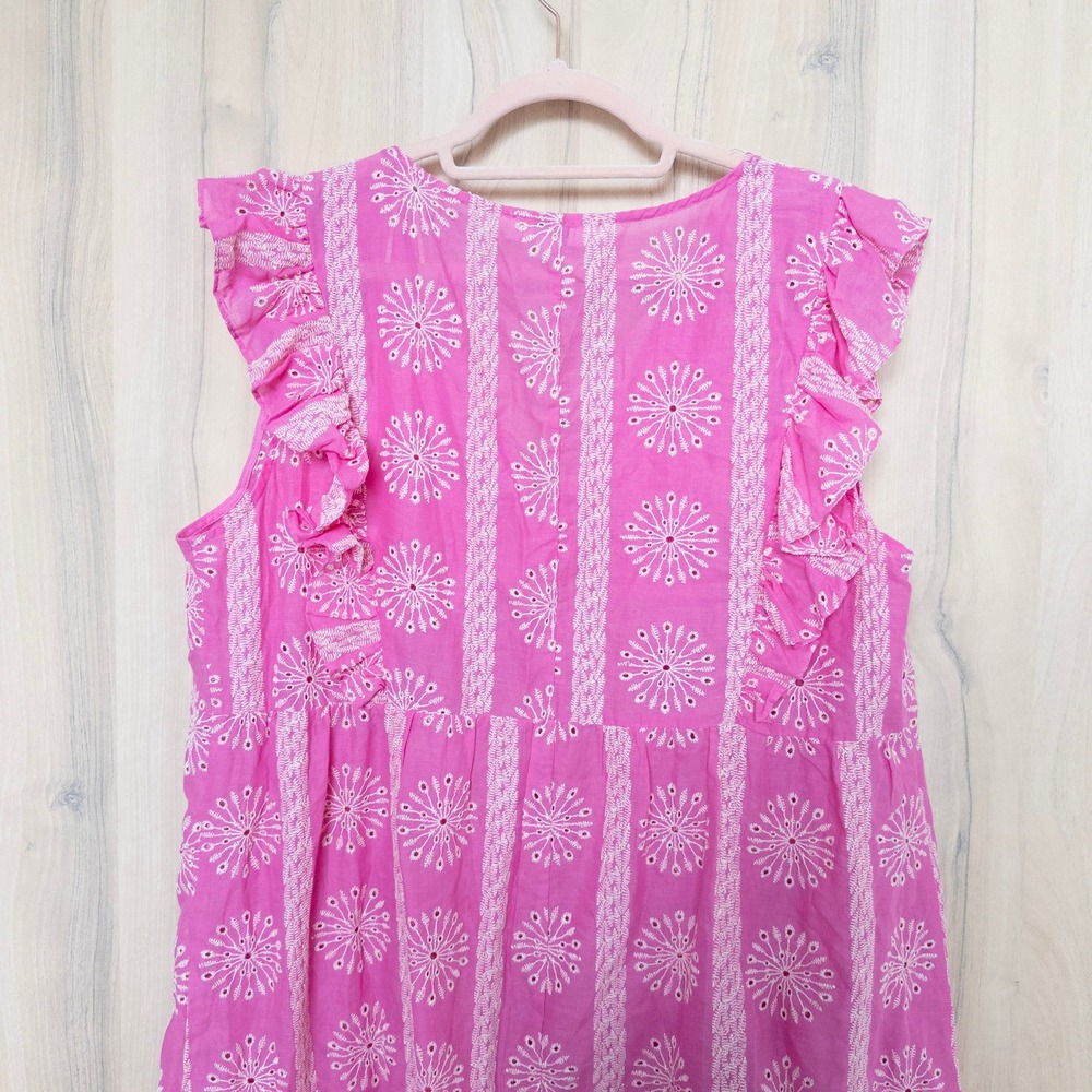 Sleeveless Pink Printed Ruffle Dress - Picture 7 of 9